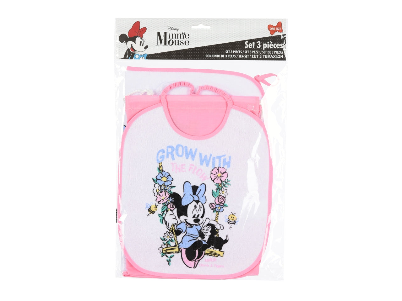 Minnie set 3pz bavaglino+nappe+sacca