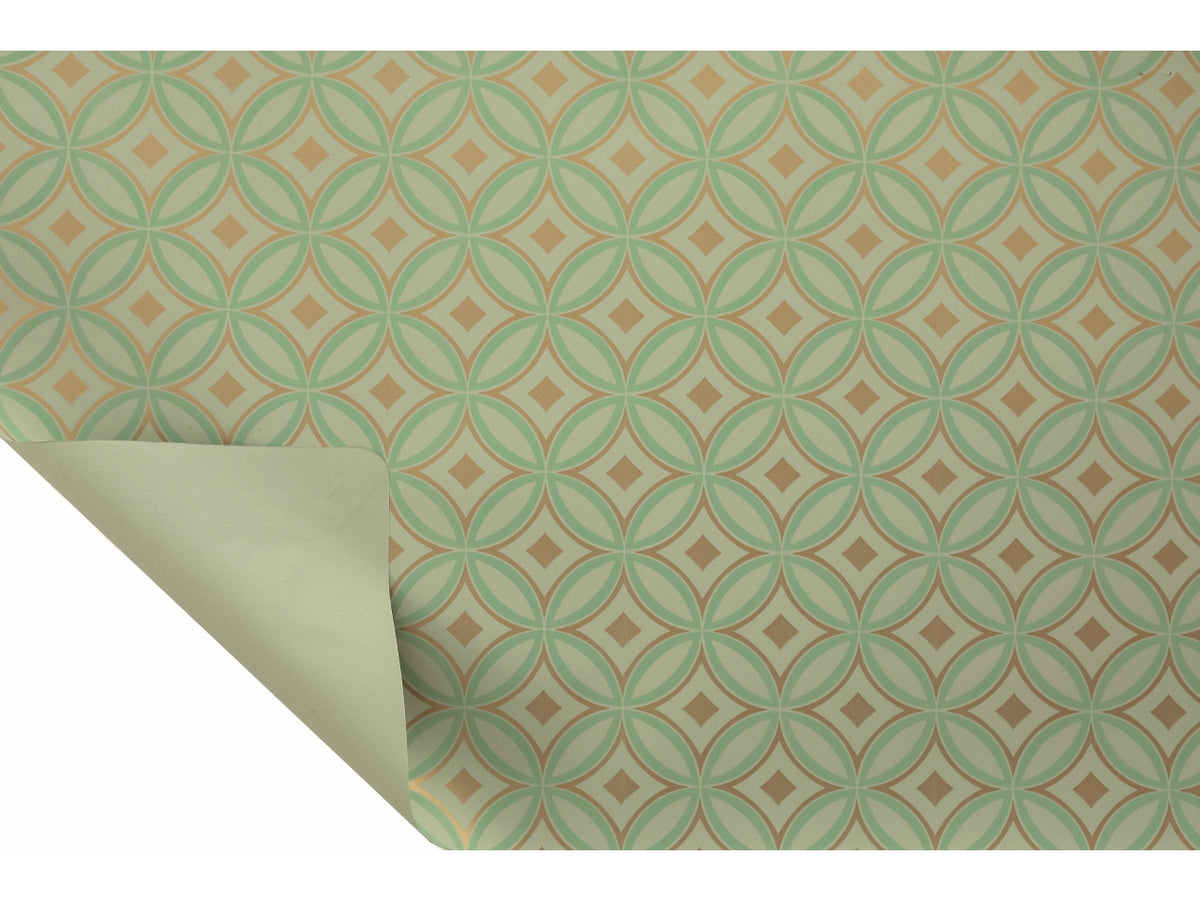 Bobina Retrò 50my 1x25mt double face fantasia e fondo pieno verde