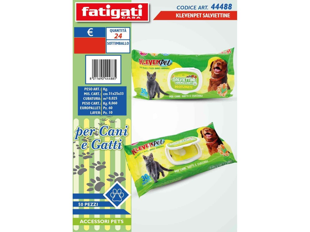 Klevenpet salviettine per cani e gatti set da 30 salviette
