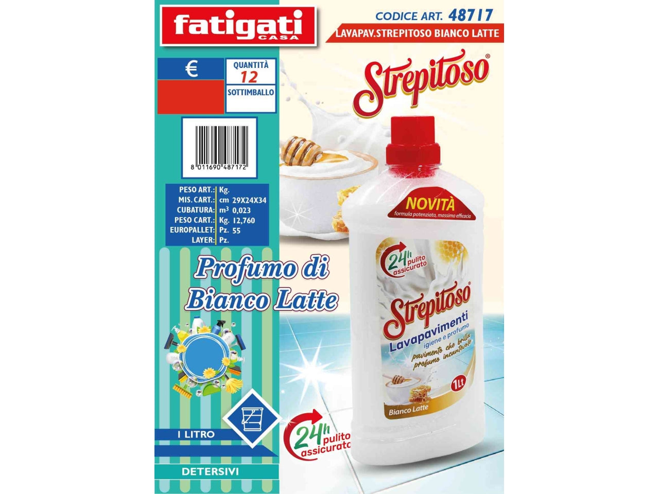 Lavapavimenti strepitoso bianco latte 1lt