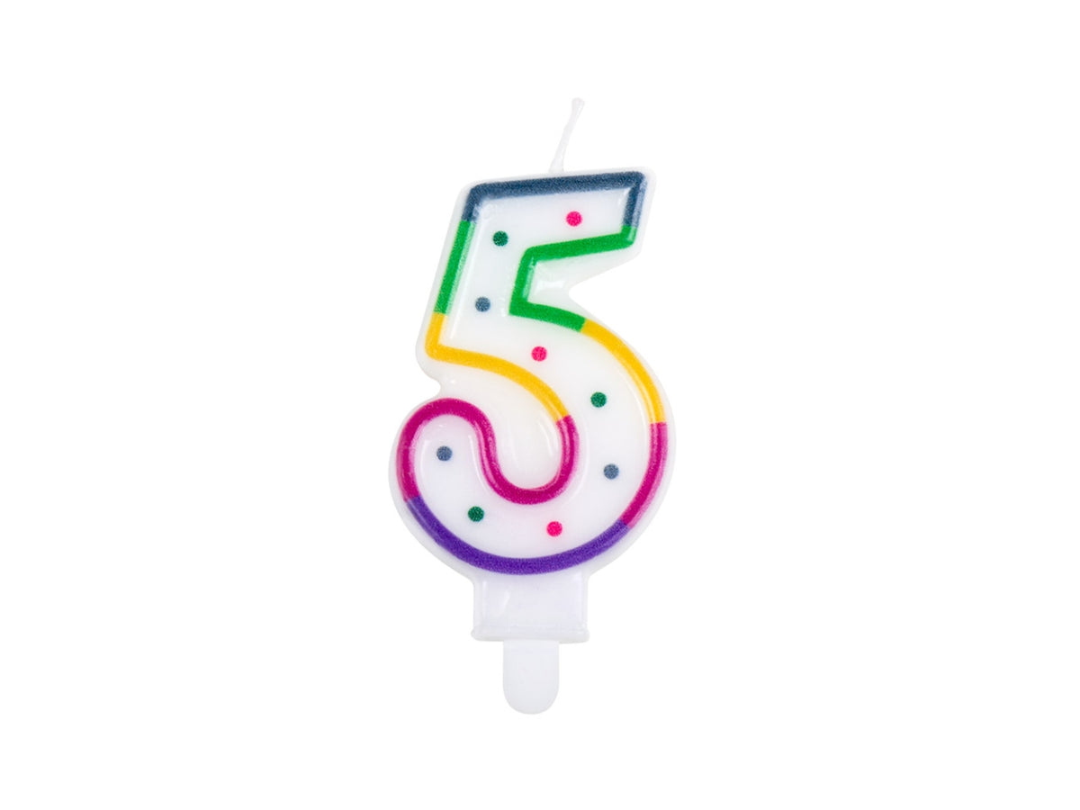 Candela numerale n. 5 multicolor