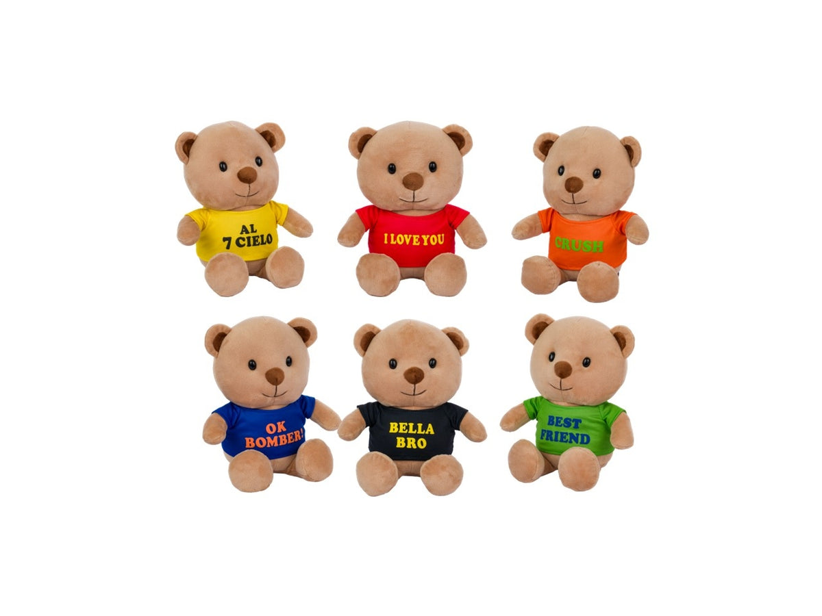Peluche Orsetti h25cm tbear c/tshirt colorata e frase in 6 assortimenti