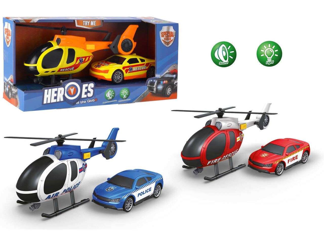 Elicottero soccorso con auto a batteria try me in 3 asortimenti