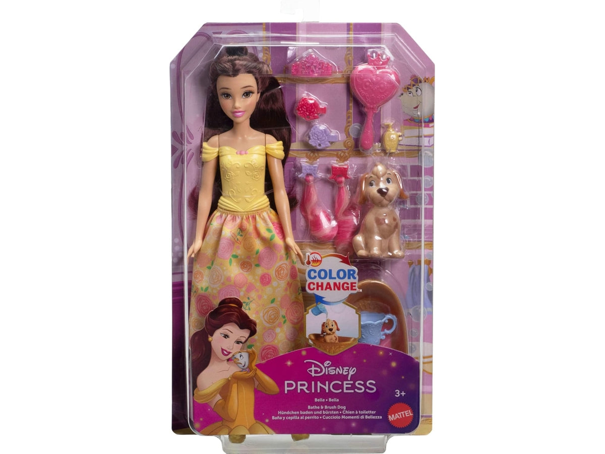 Disney princess belle bathe & brush dog playset