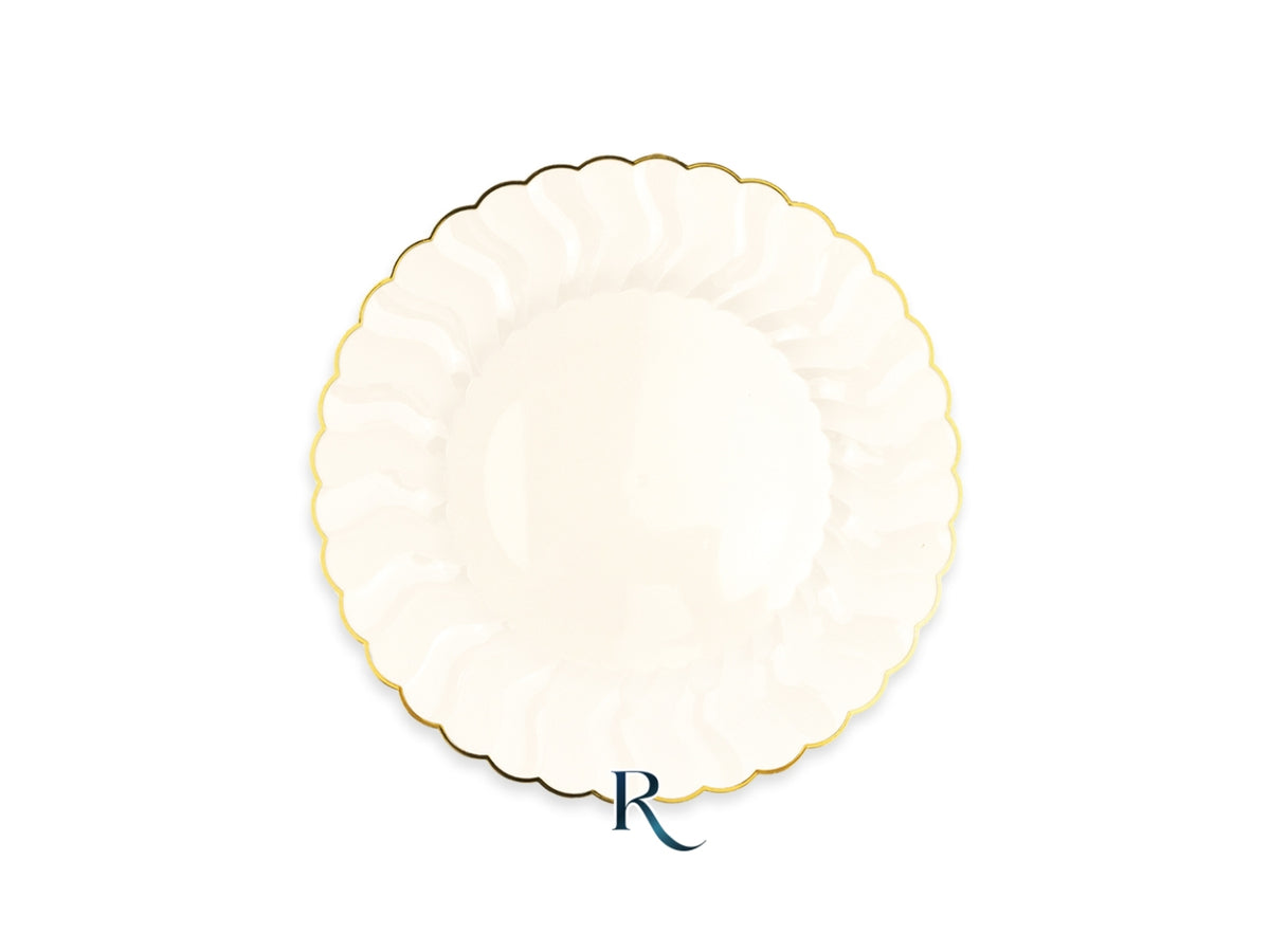 Piatti riutilizzabili 19cm Shell ivory gold, confezione da 6 piatti