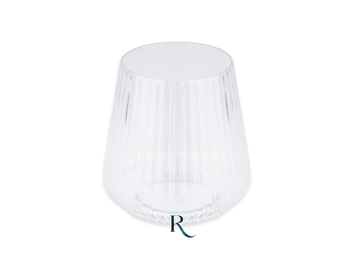 Bicchieri tumbler riutilizzabili 360cc ribbed crystal, confezione 6 pezzi