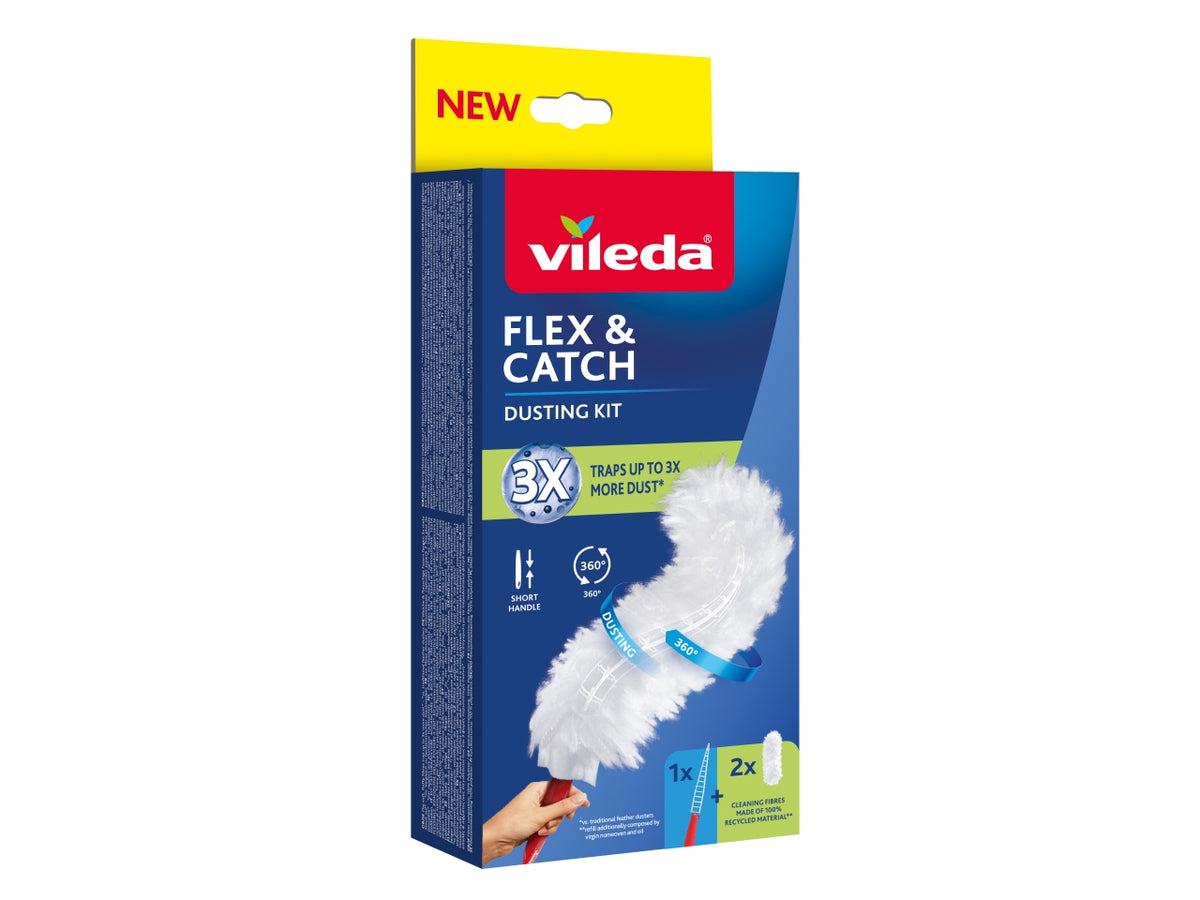 Vileda flex & catch manico corto + 2 refill catturapolvere