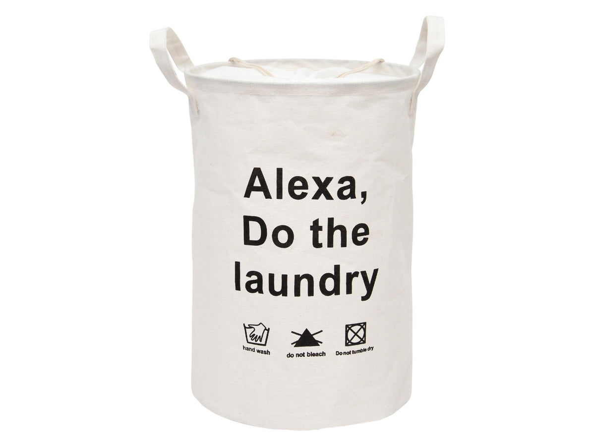 Portabiancheria tondo laundry bianco, scritta nera d.35x50cm