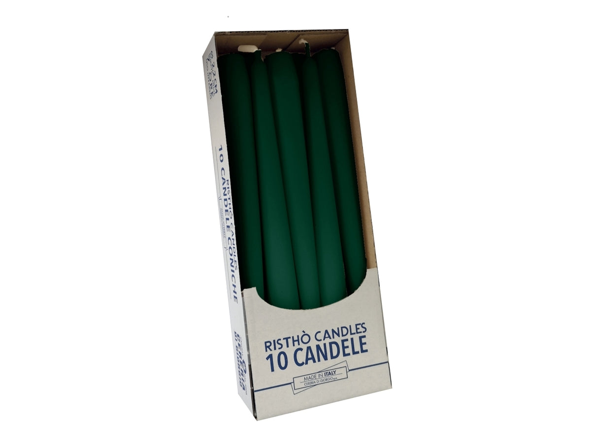 Candela conica 25cm 10pz verde scuro