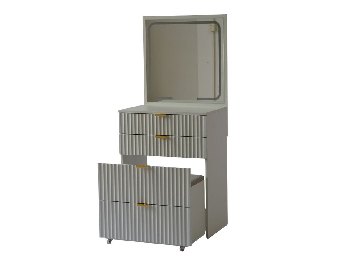 Mobile trucco+sgabello+luce bianco 60x40x80cm