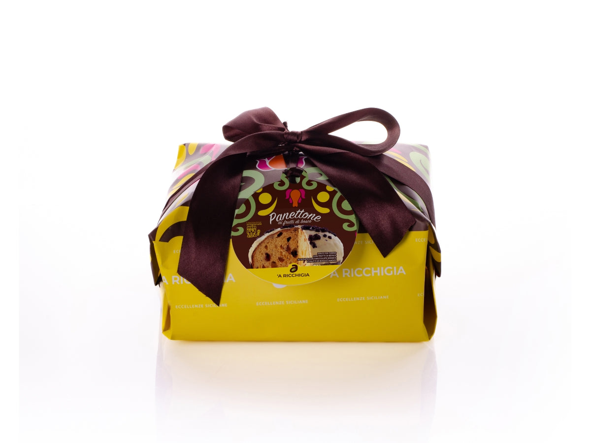 Panettone 750gr ai frutti di bosco ricoperto di cioccolato bianco