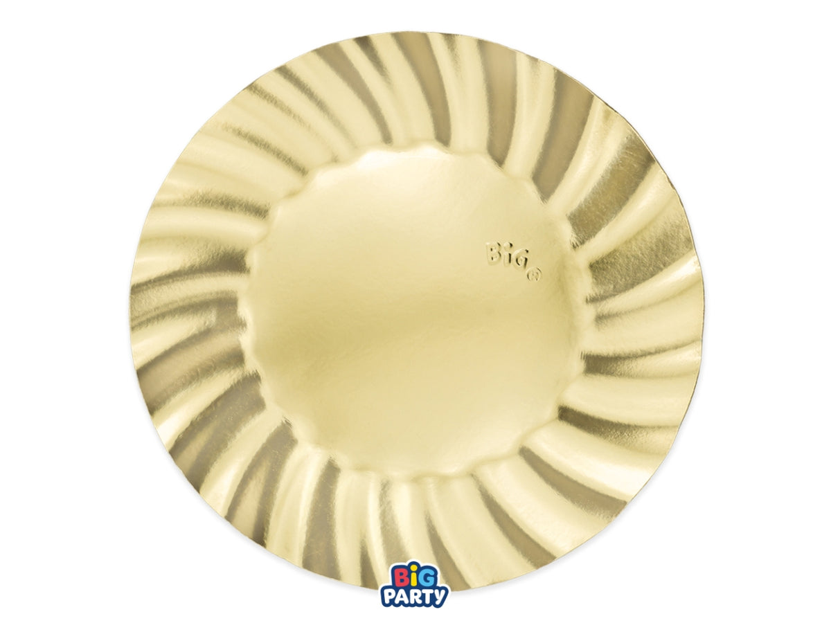 Piatti in carta 30cm Wavy Oro Metal in confezione da 6 pezzi