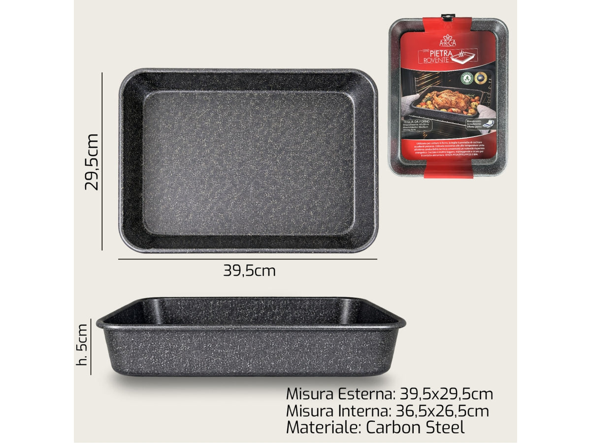 Pietra rovente teglia in acciaio al carbonio 39,5x29,5xh.5cm