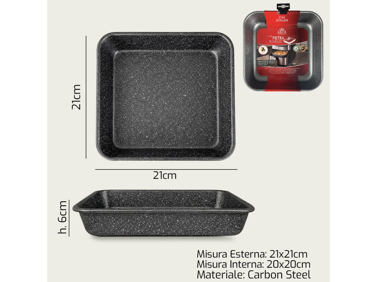 Pietra rovente teglia in acciaio al carbonio 21,5x21,5xh6cm
