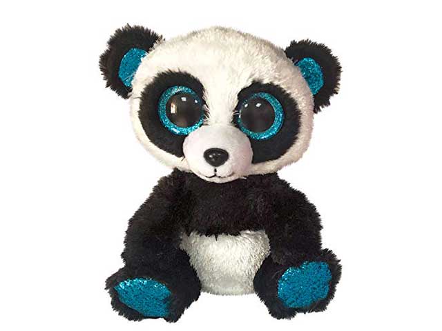 Peluche Ty Beanie Boos Bamboo Panda con occhioni azzurri glitterati bianco e nero 15 cm