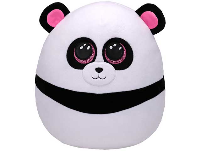 Peluche Ty Squishy Beanies Bamboo Panda con occhioni rosa glitterati bianco e nero 33 cm