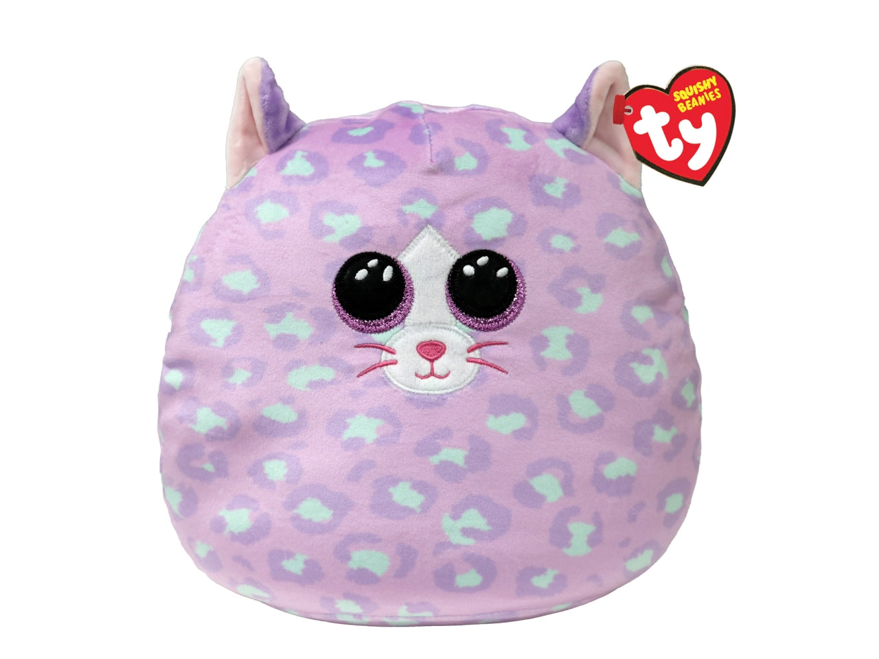 Peluche Ty Squishy Beanies Cassidy Gattina lilla maculata morbida con occhioni viola glitterati lilla 33 cm