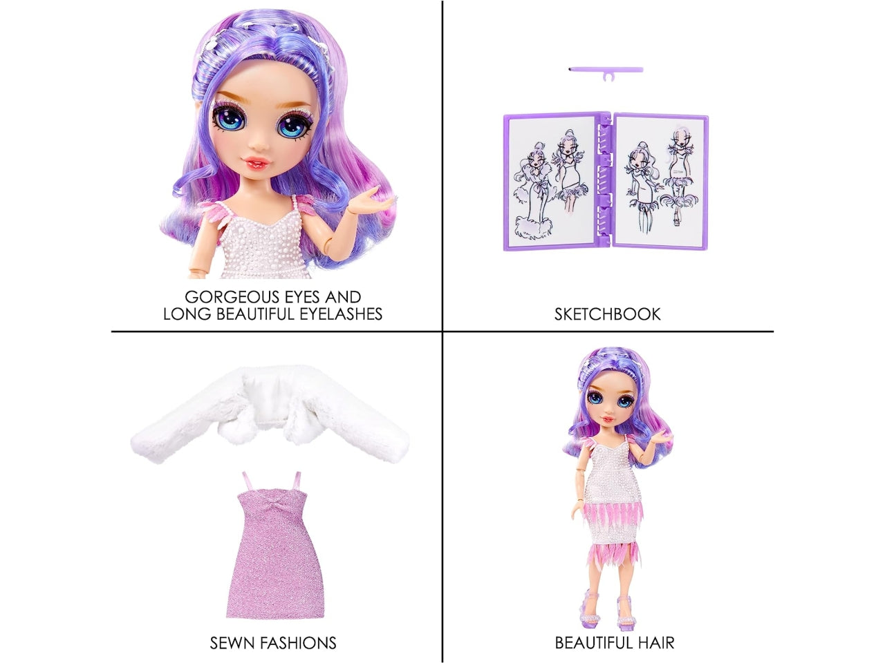 Rainbow high fantastic fashion doll - purple