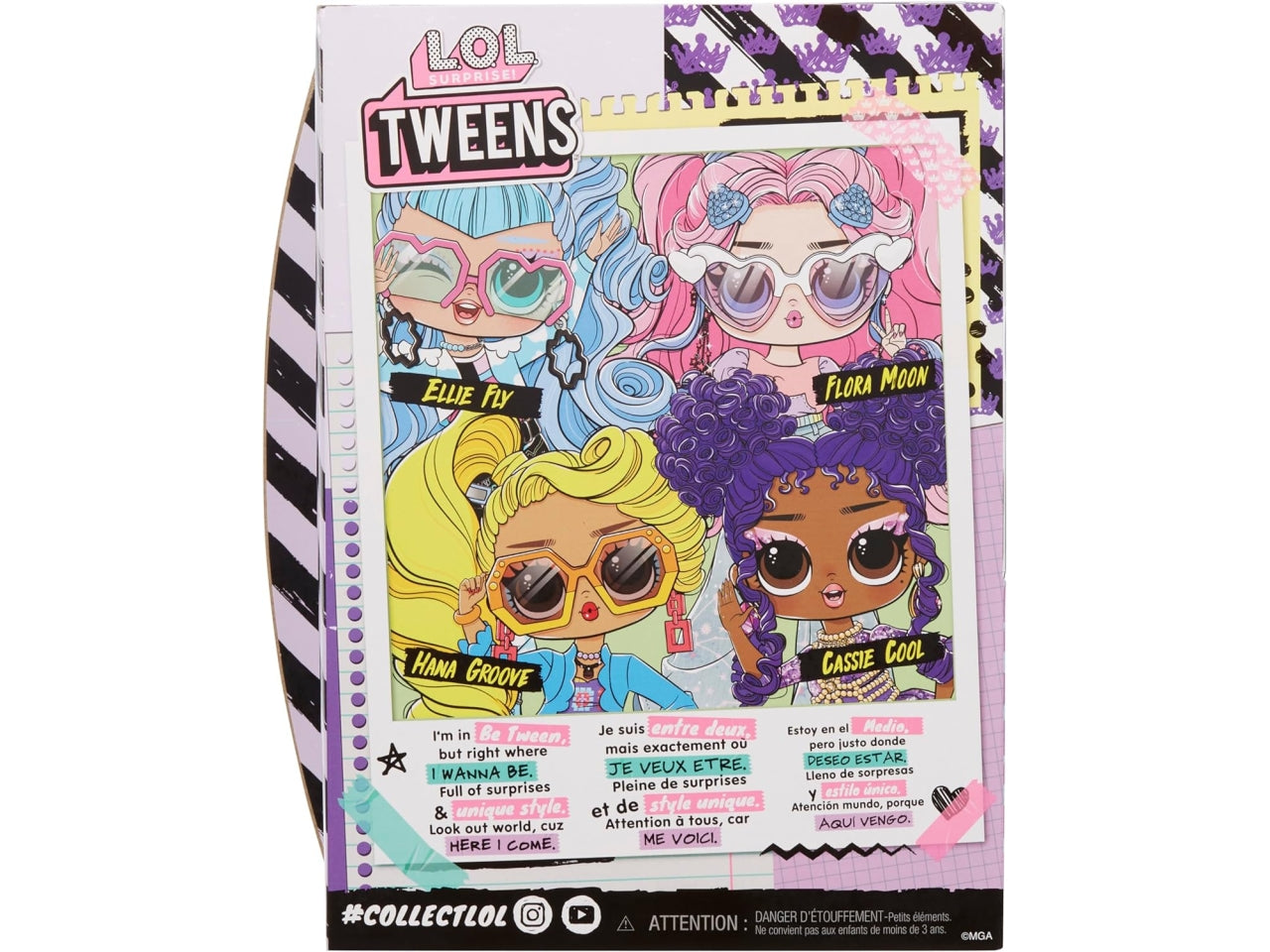L.o.l. Surprise tweens core doll Cassie Cool, bambola con 10 accessori, 4+ anni Mga