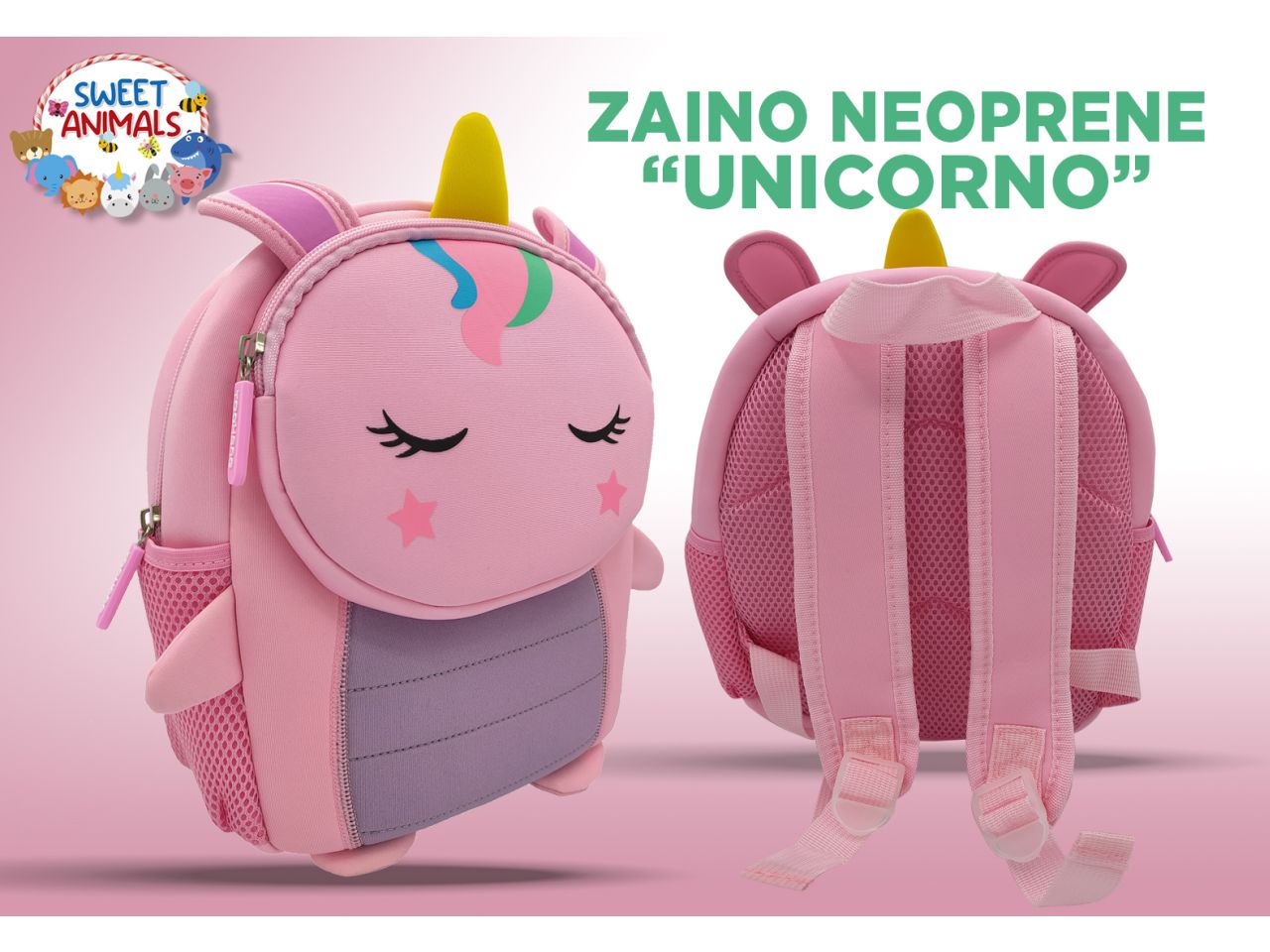 Zainetto unicorno in neoprene 27cm