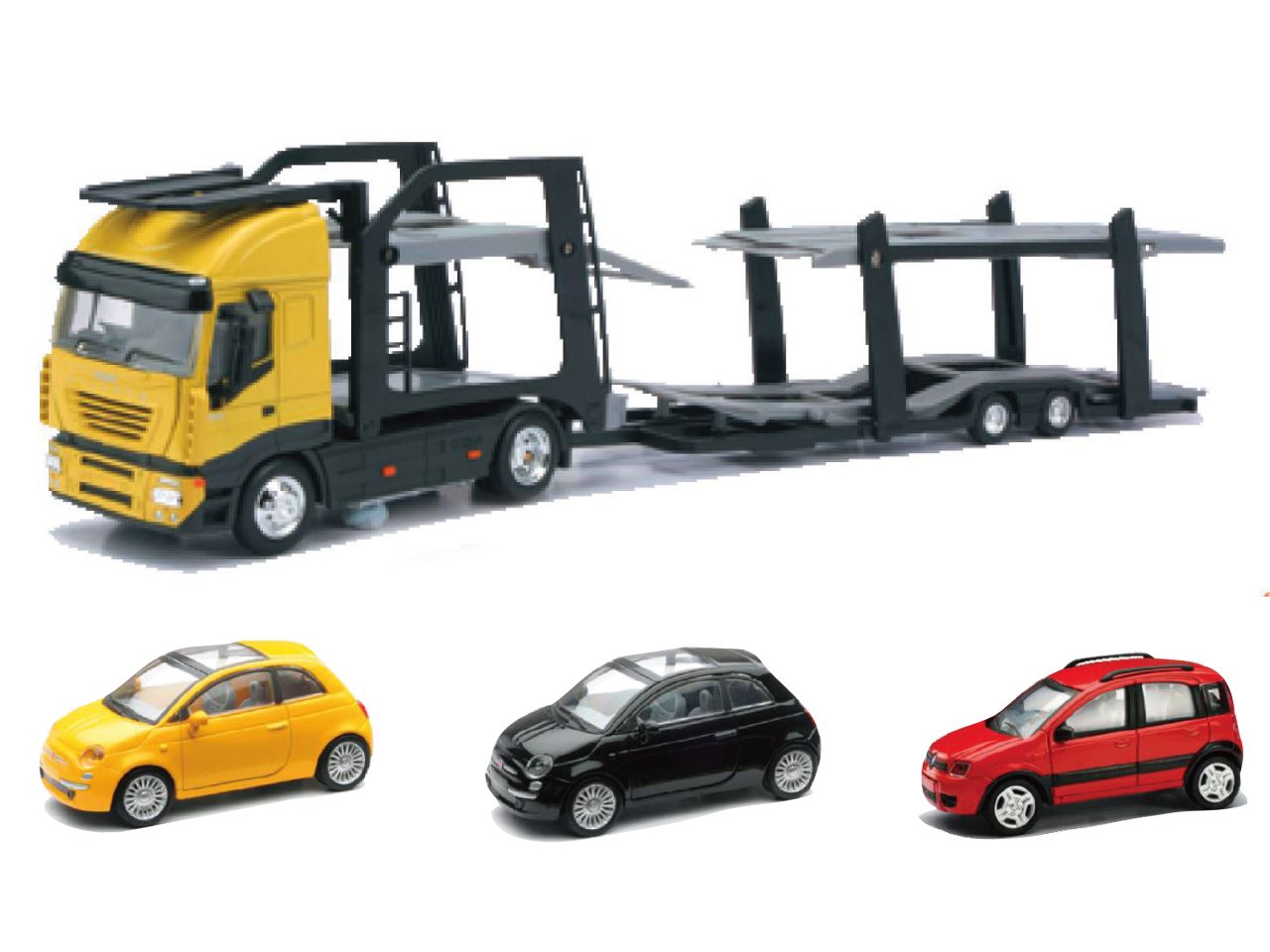 Iveco stralis twin car carrier con 3 alfaromeo in scala 1:43