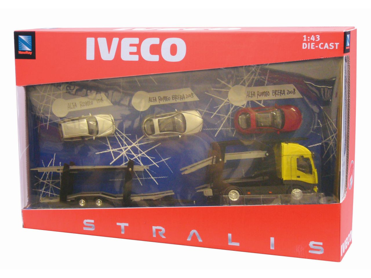 Iveco stralis twin car carrier con 3 alfaromeo in scala 1:43