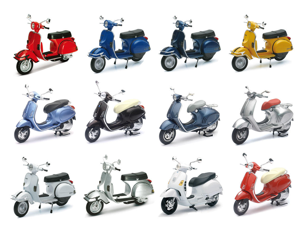 Vespa models in scala 1:12 in 12 assortimenti
