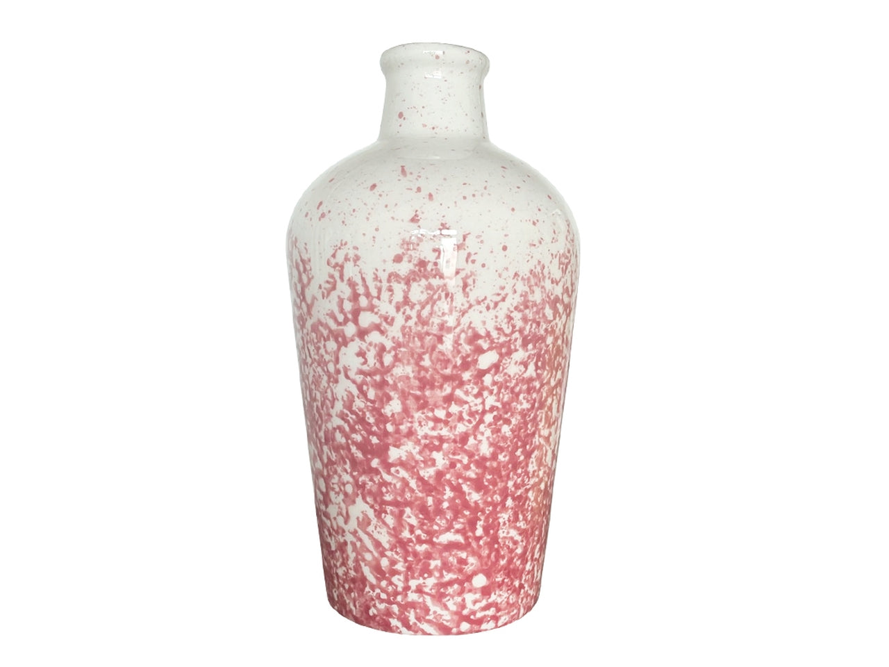 Bottiglia Decorativa in Ceramica Bianca e Rossa - Poishome, Disegnato in Puglia - 7,5x16,5cm