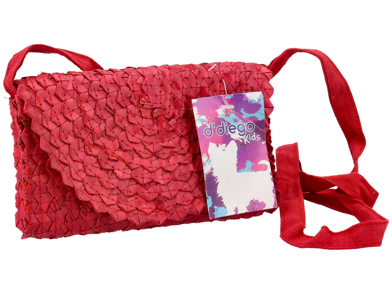 Borsa rettangolare in paglia colore rosso