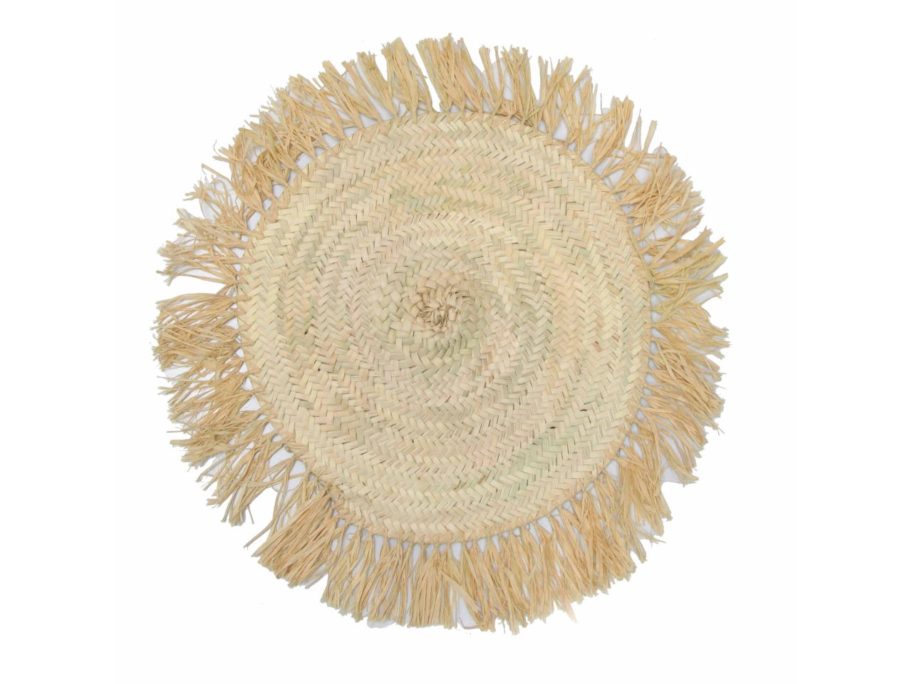 Sottopiatto in rafia naturale stile boho con frange 40 cm - Missander