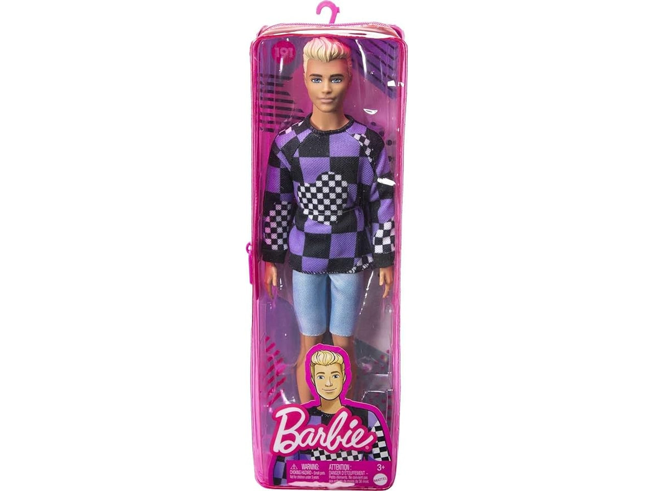 Ken fashionistas con maglione a quadri e jeans, 30 cm per bambini da 3+ anni, Barbie Mattel