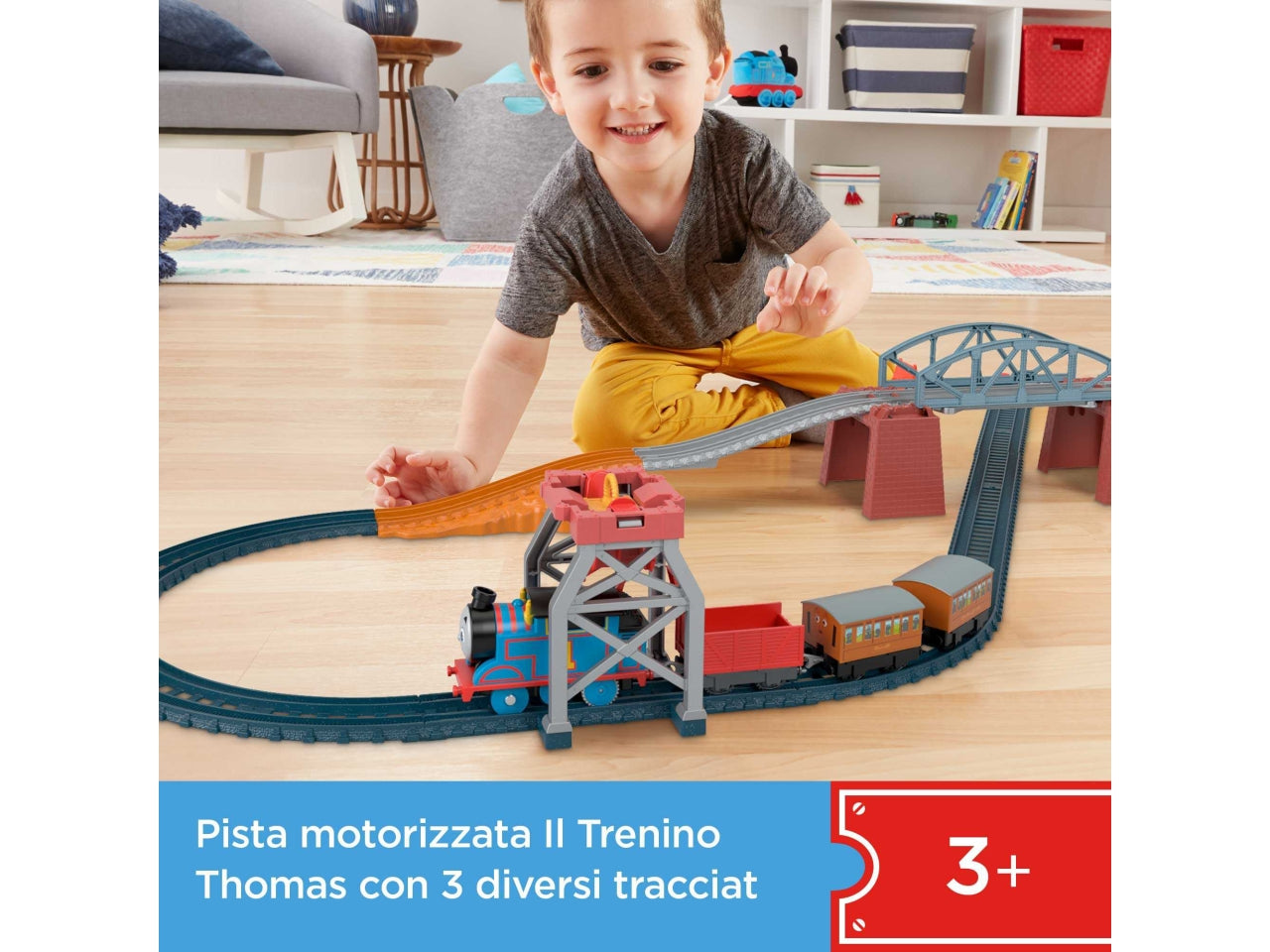 Playset con trenini Il Trenino Thomas Fisher-Price Thomas & Friends 3-in-1 Package Pickup, giocattolo per bambini 3+ anni - Mattel