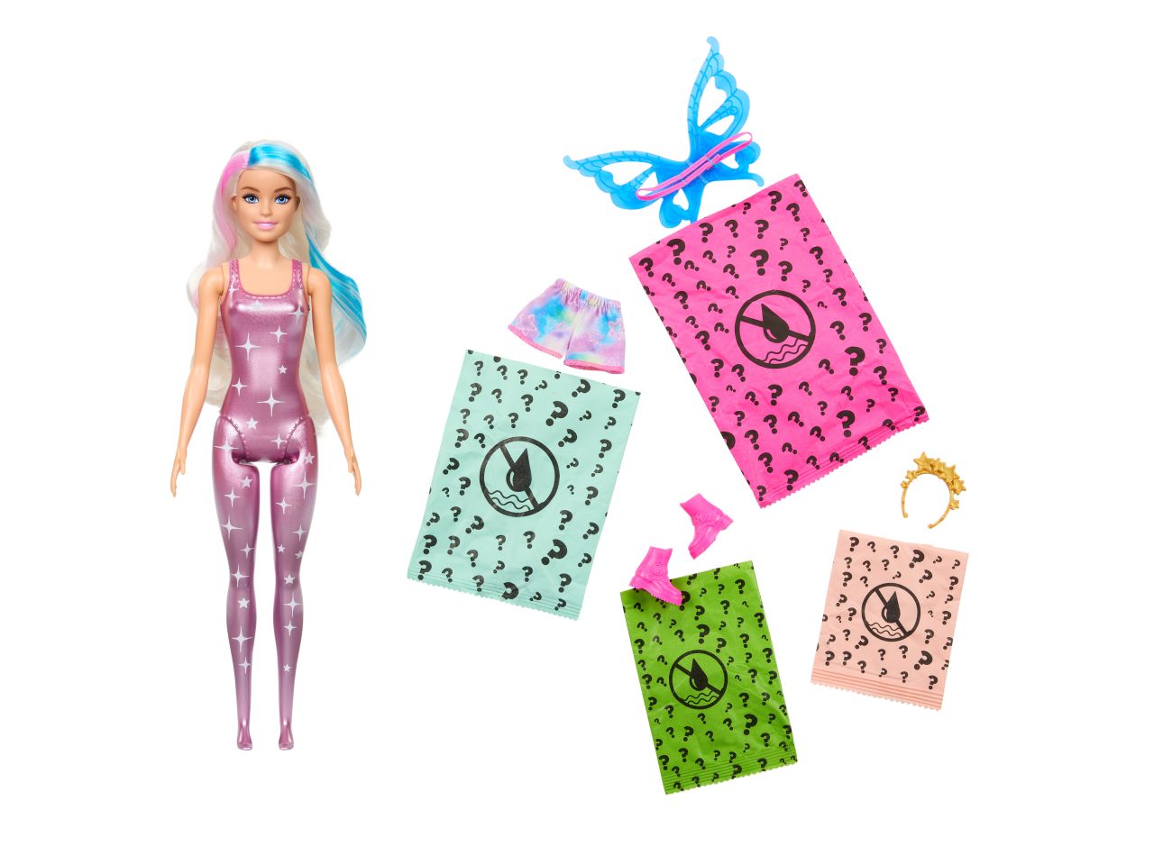 Fashion doll mattel barbie color reveal serie jeans in modelli assortiti