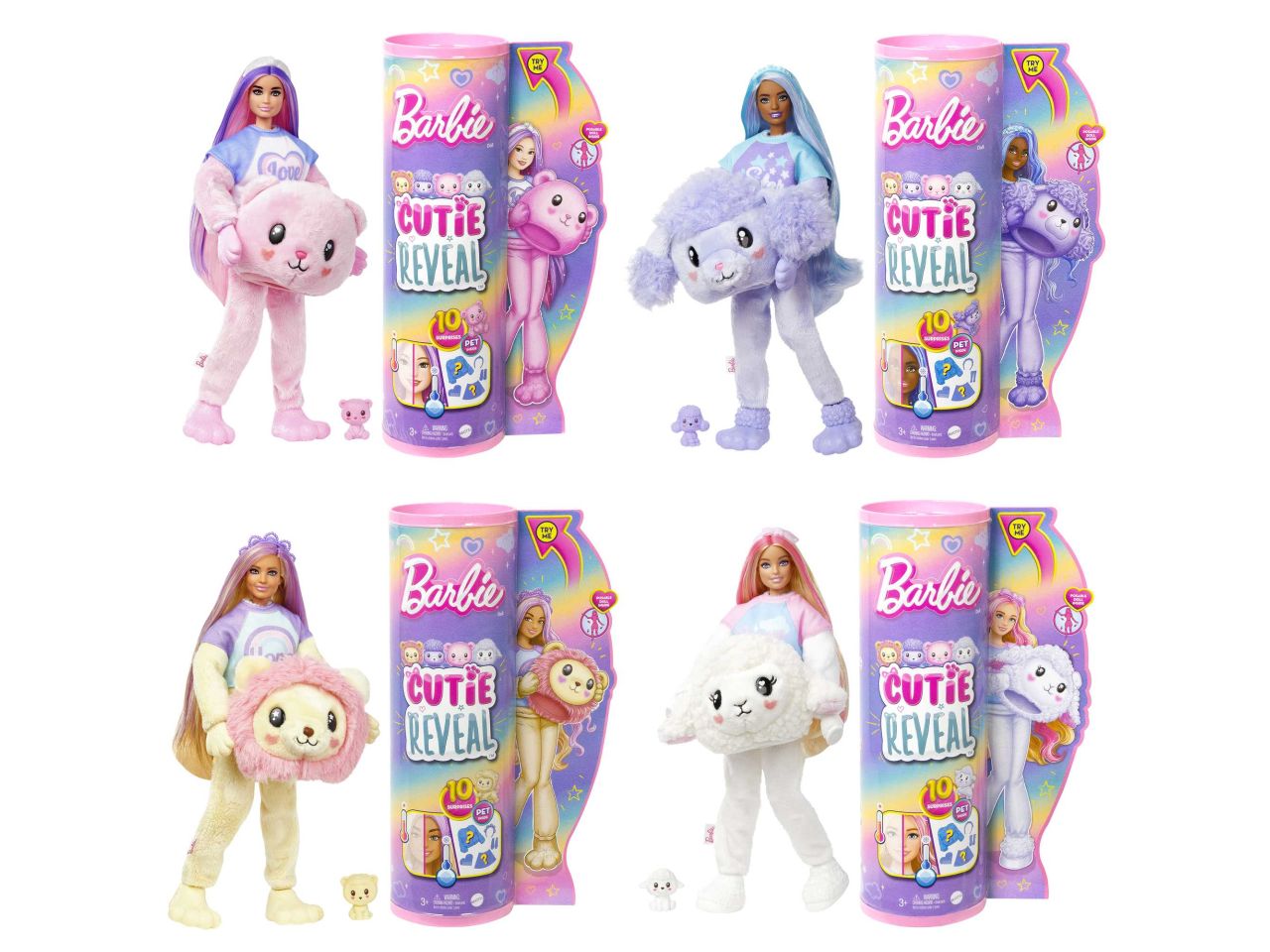 Fashion doll mattel barbie cutie reveal serie pigiami