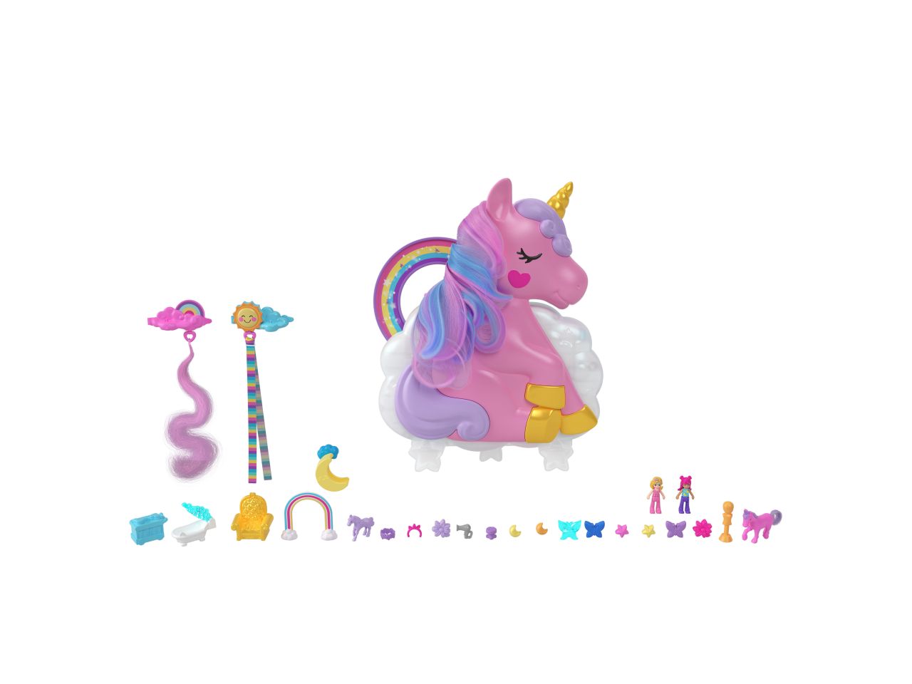 Mattel polly pochet unicorno arcobaleno salone di bellezza