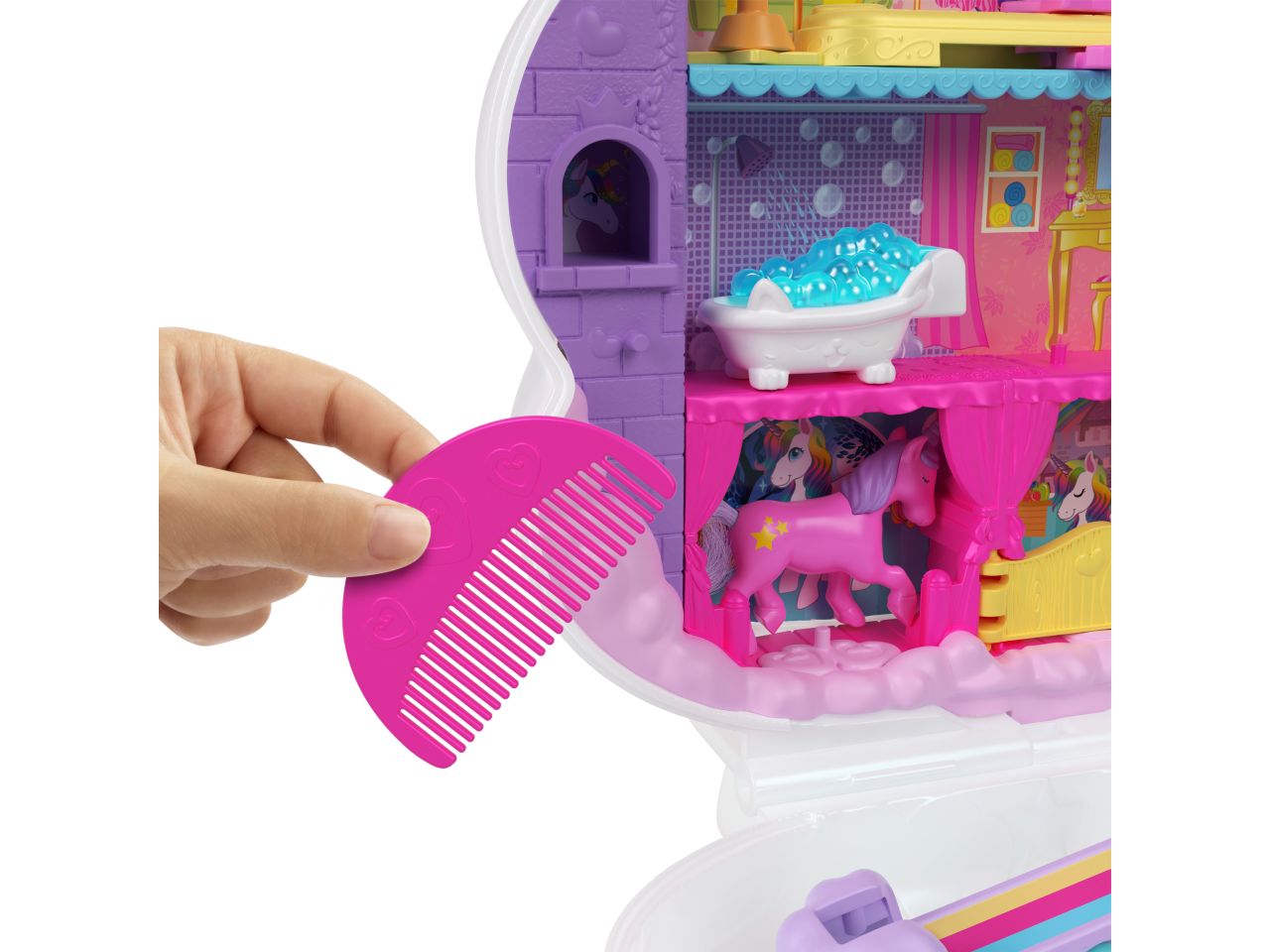 Mattel polly pochet unicorno arcobaleno salone di bellezza