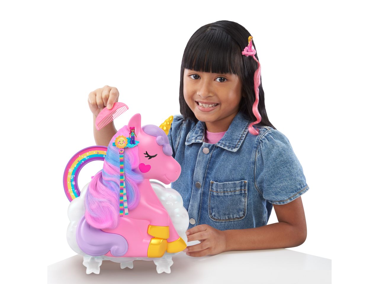 Mattel polly pochet unicorno arcobaleno salone di bellezza
