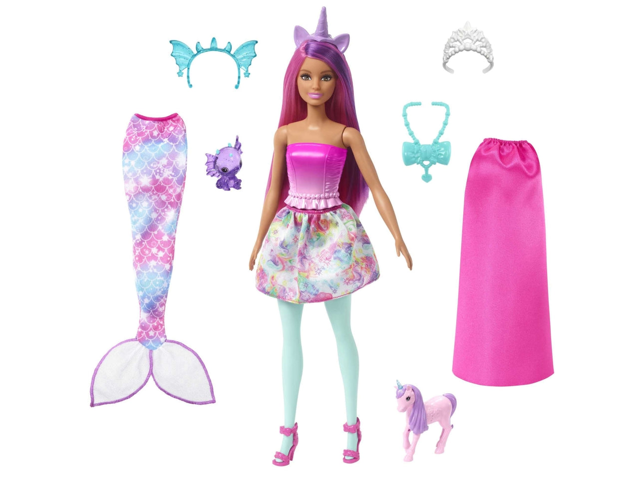 Barbie Bambola E Cuccioli Fantasy | Bambola Da Vestire | Gonna E Coda Da Sirena | Mattel