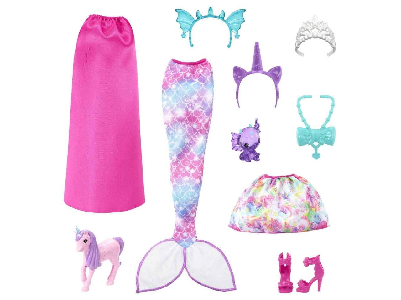 Barbie Bambola E Cuccioli Fantasy | Bambola Da Vestire | Gonna E Coda Da Sirena | Mattel