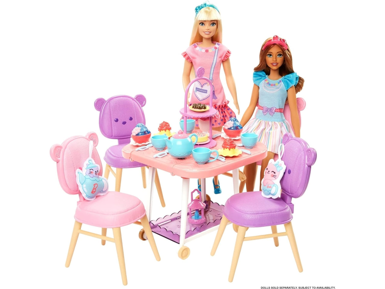 Barbie My First Tea Party, carrellino con sedie e accessori per bambini dai 3+ anni, Mattel