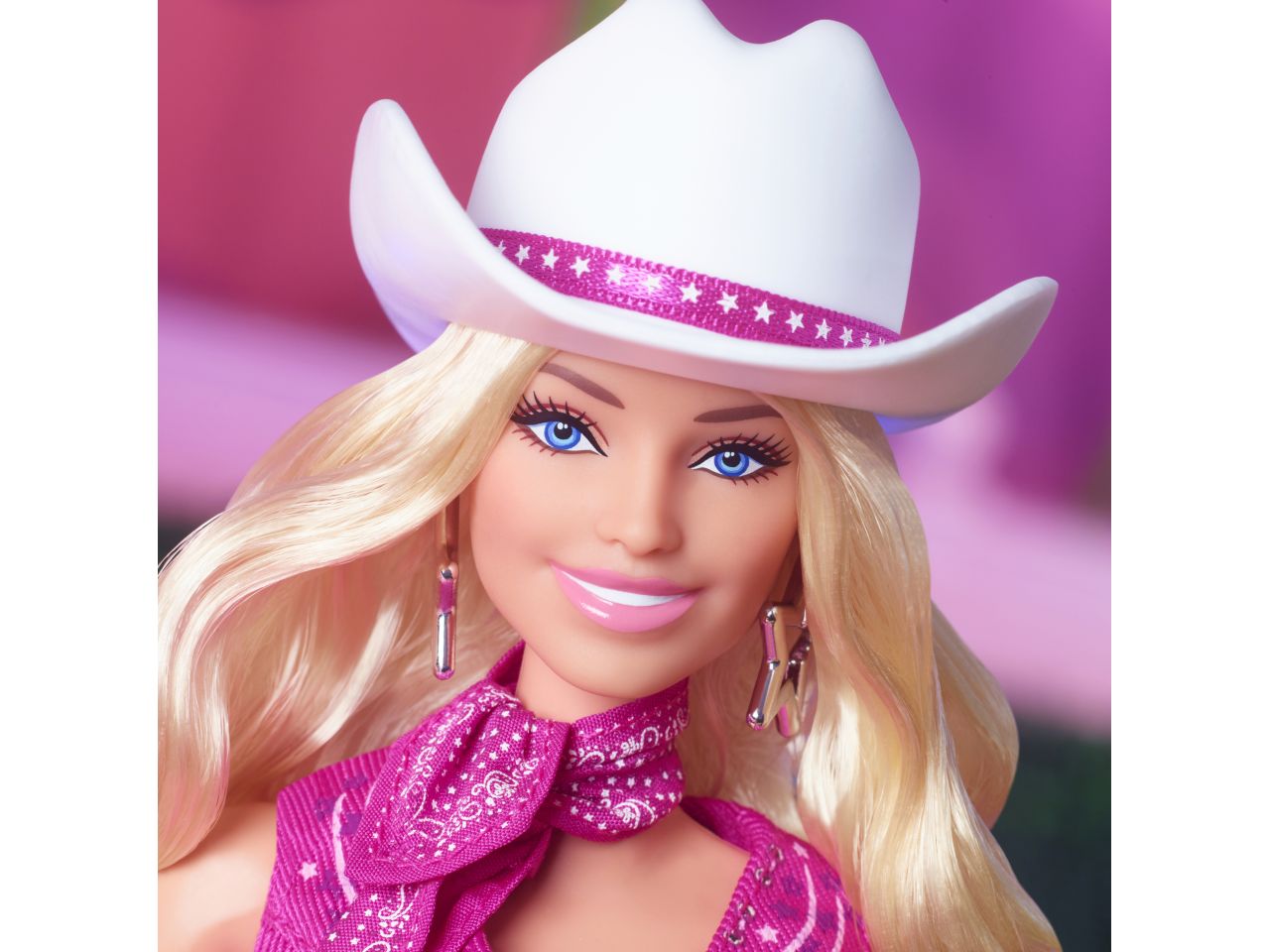 Fashion doll mattel barbie the movie barbie con vestito rosa da western