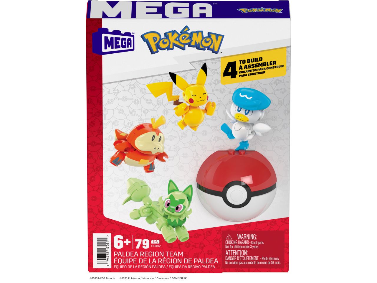 Mattel mega pokemon pokeball personaggi paldea da costruire con 79 mattoncini