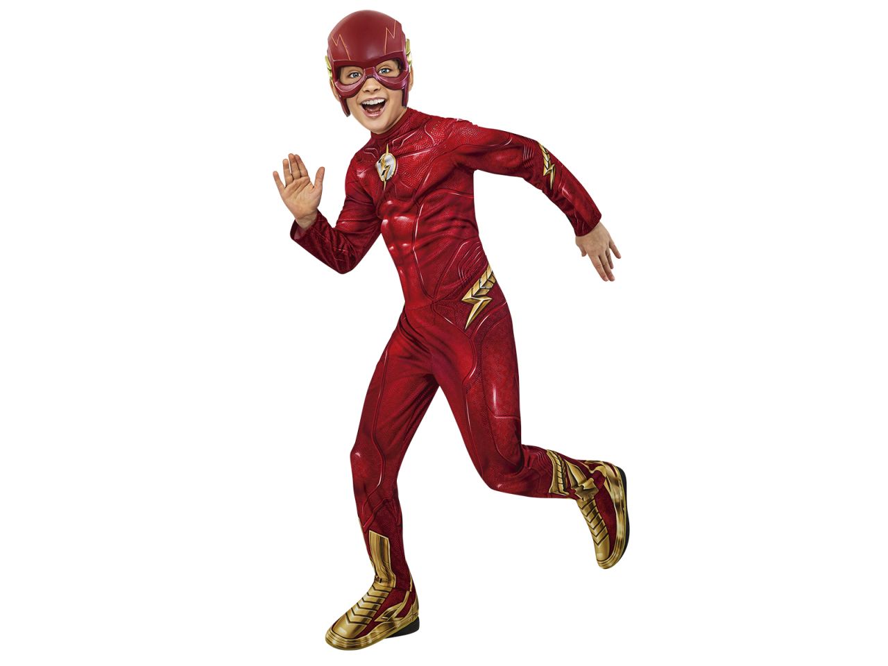 Rubies costume il flash classic taglia xs 5-6 anni per bambino - tuta stampata con copriscarpe e 1/2 maschera