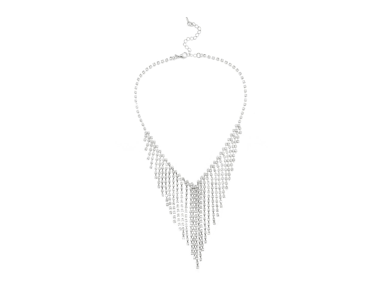 Collana fili strass rodio