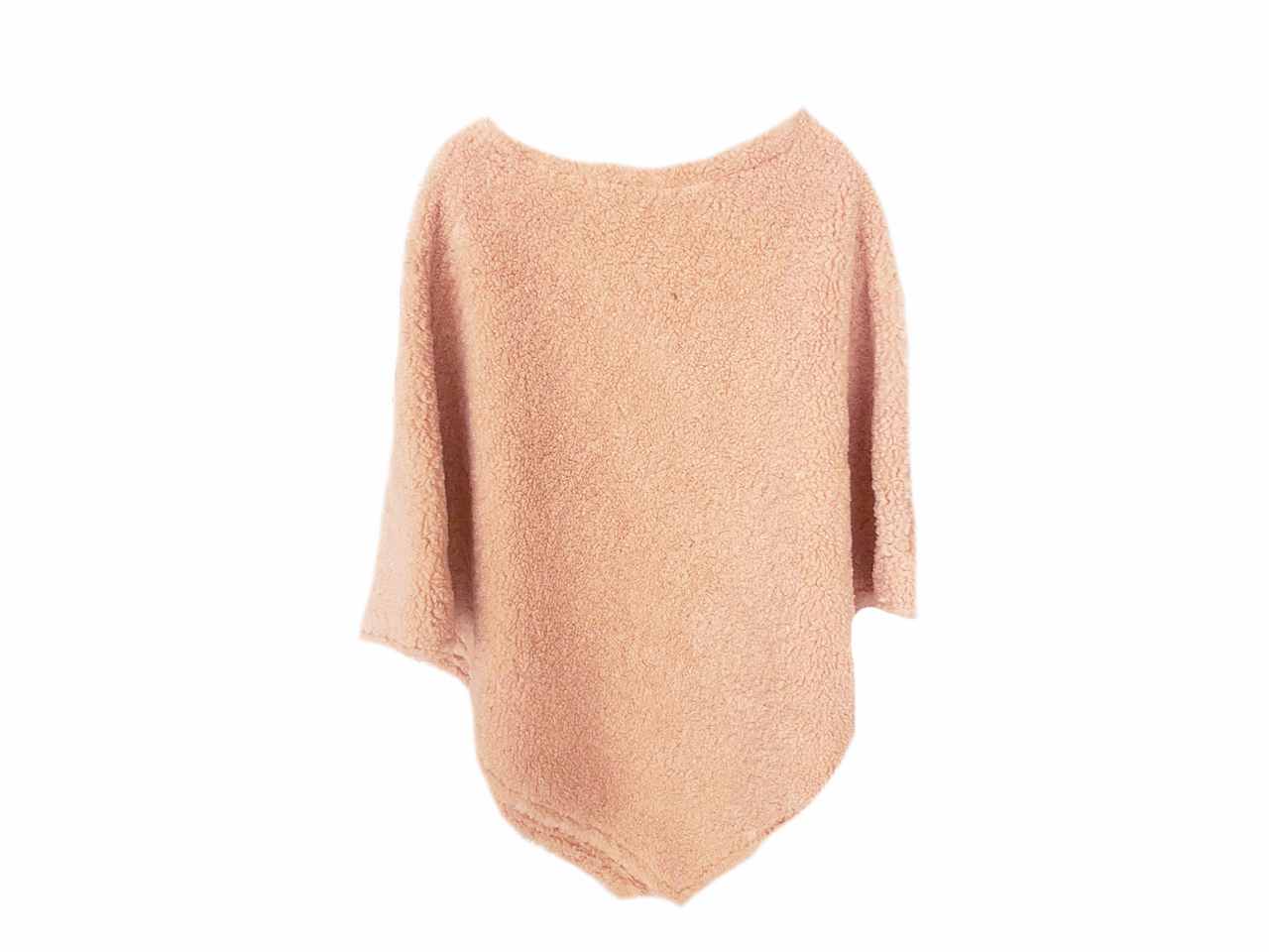 Poncho rosa in ecopelliccia pecora