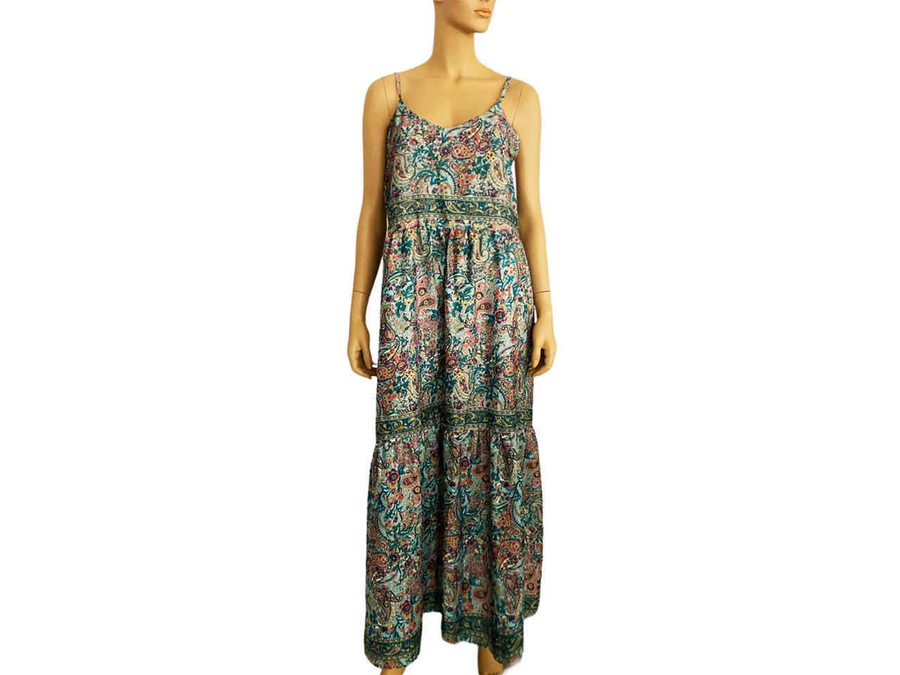Abitino lungo con bretelle batik taglia L