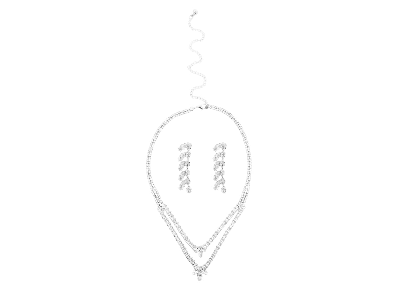 Set collana e orecchini due fili navette crystal e strass rodio