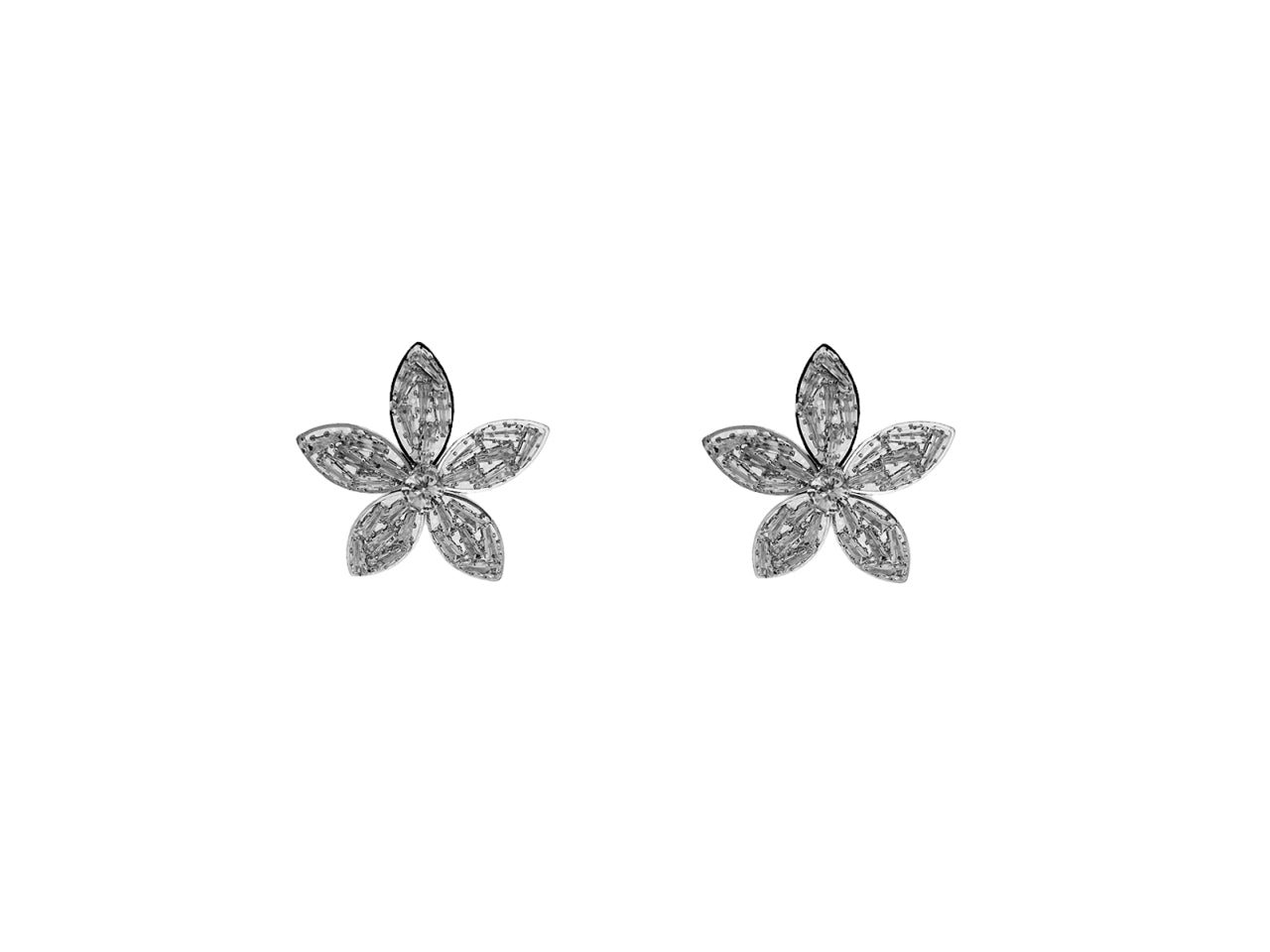 Orecchini fiore con baguette