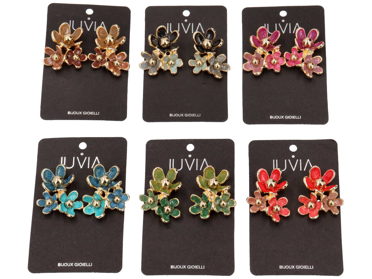 Orecchini smaltati con 3 fiori