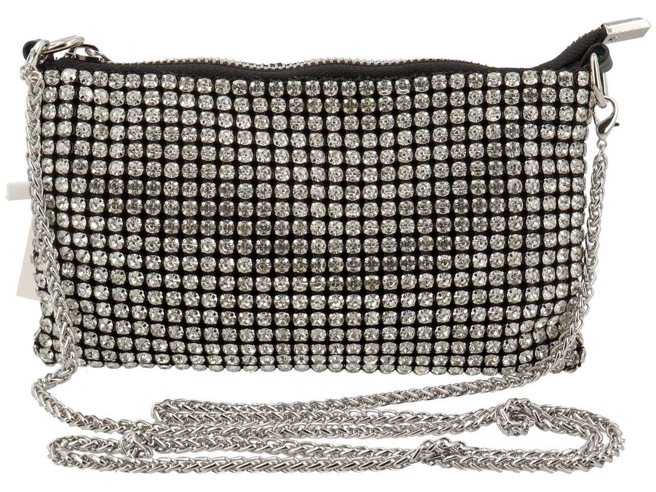 Pochette da sera in tessuto con zirconi e tracolla - disponibili in vari colori